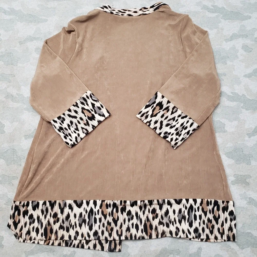 NWT Chico's Cardigan Womens 1 Brown Open Front Long‎ Sleeve
